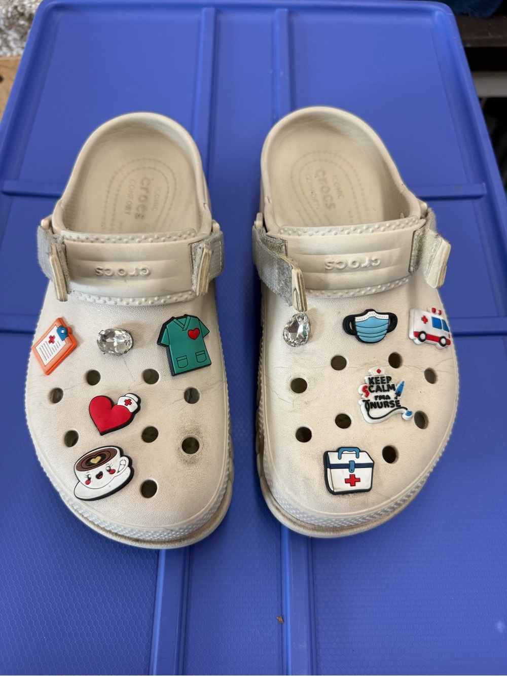 CROCS Cream Nurse-Themed Clogs with Charms